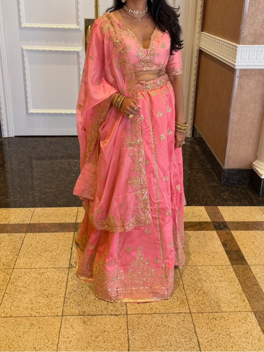 Women’s Pink Embroidered Lehenga Set